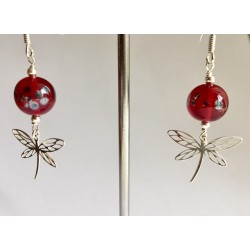 Earrings red "dragonflies collection"