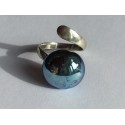 Ring adjustable metal blue - "unique piece"